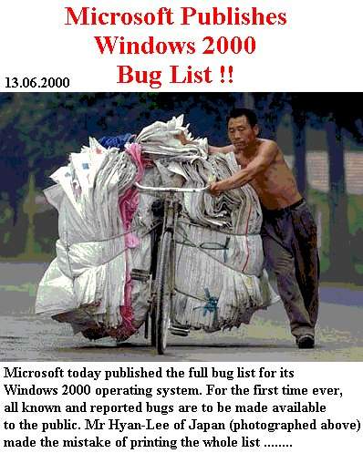 Windows 2000 buglist